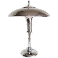 American Art Deco Chrome Plated, Faries Guardsman Junior Table Lamp