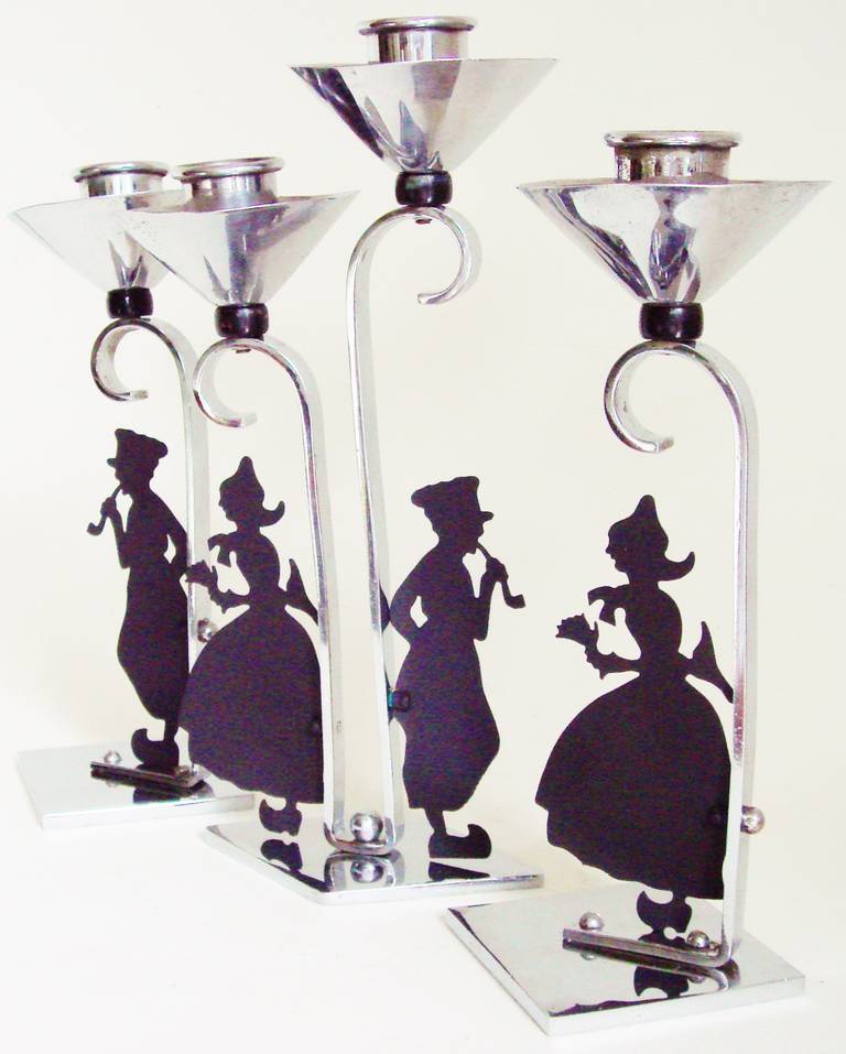 Set of Three Candleholders in the Style of Lotte Reiniger For Sale 1