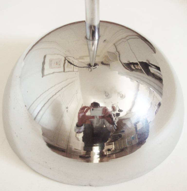 Large Chrome-Plated, Fully Adjustable Eyeball Lamp in the Style of Gepo In Excellent Condition In Port Hope, ON