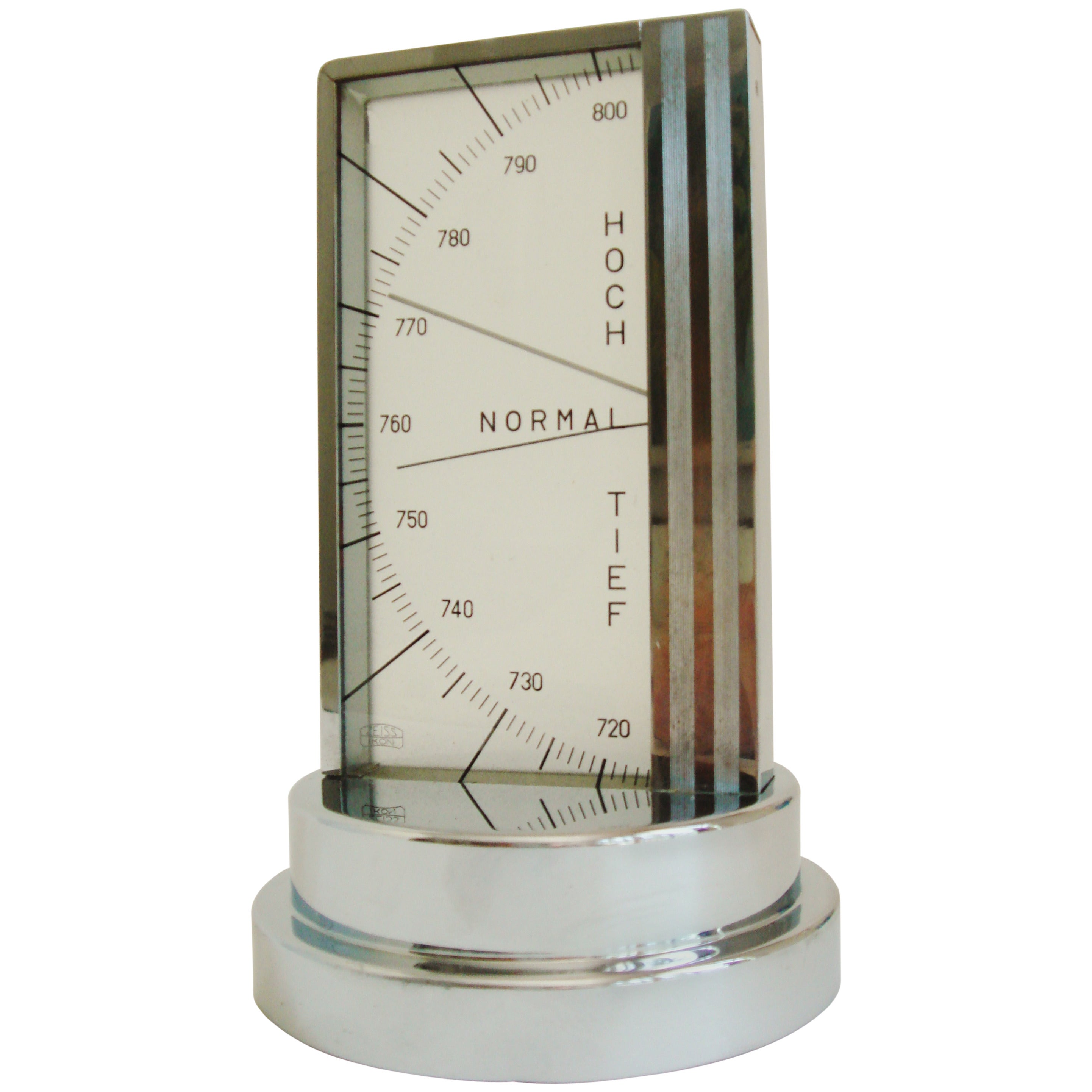High Quality German Art Deco Chrome Plated Aneroid Desk Barometer by Zeiss Ikon.