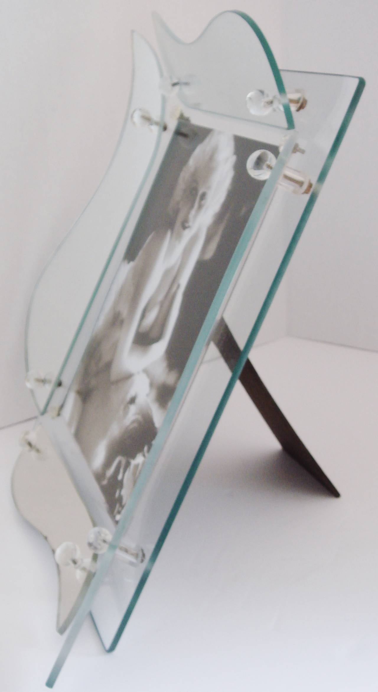 Polished Large American Art Deco/Hollywood Regency Biomorphic Mirrored Table Frame.