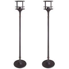 Pair of Elegant Danish Iron and Brass Candlesticks by Jens Quistgaard for Dansk 10
