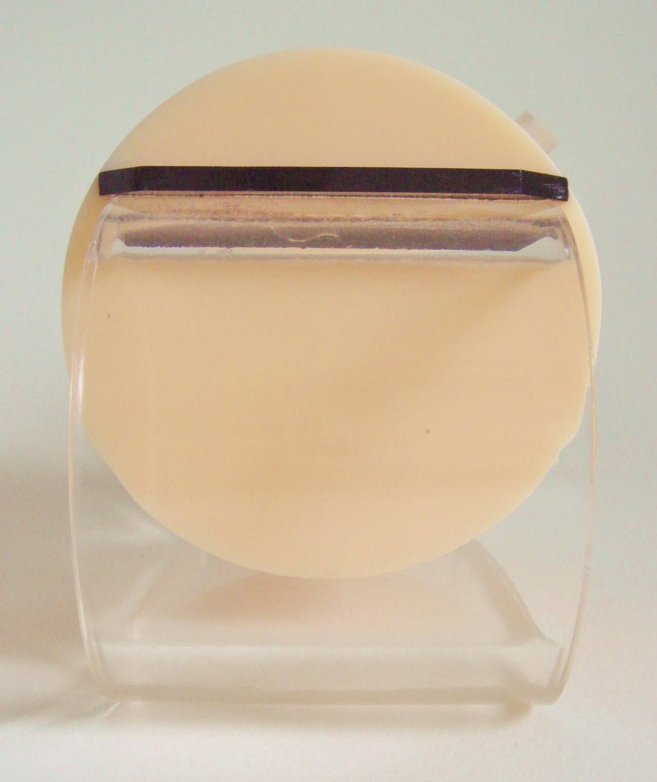 Molded Rare English Art Deco Vanity Box in Peach, Black and Clear Lucite For Sale