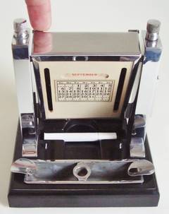 Art Deco Perpetual Calendar, Cigarette Dispenser, Striker Lighter and Ashtray