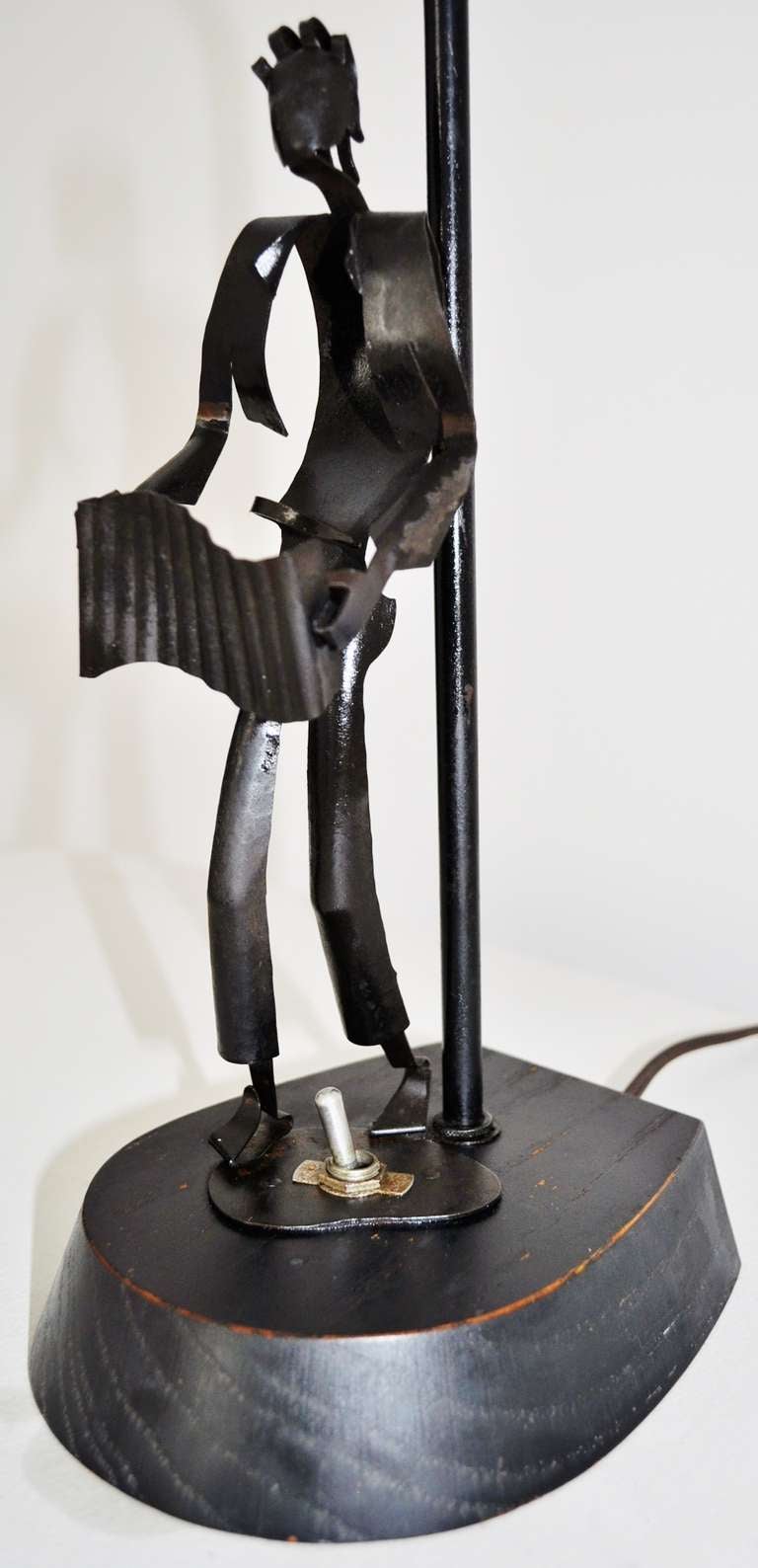Ebonized Pair of West German Mid-Century Modern Figural Musician Table Lamps For Sale