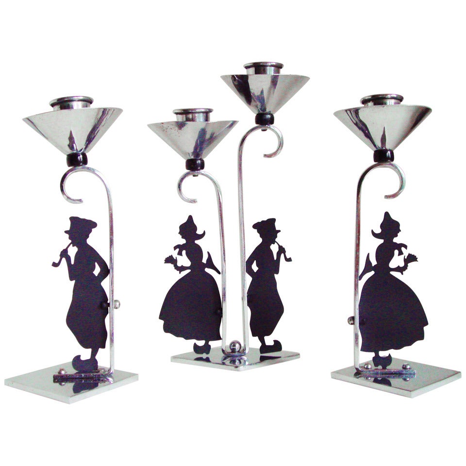 Set of Three Candleholders in the Style of Lotte Reiniger For Sale