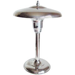 American Art Deco or Machine Age Polished Aluminium Table Lamp