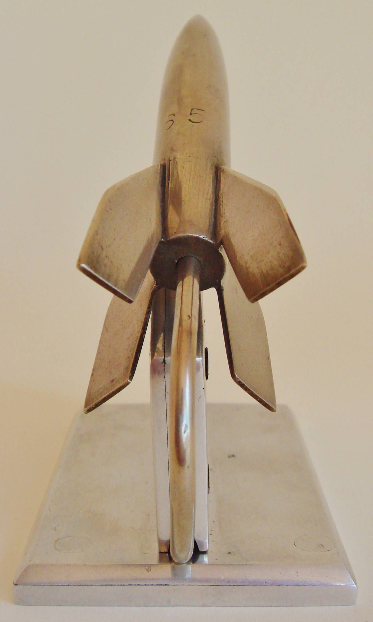 Mid-20th Century American Jet-Age Outsider or Trench Art Aluminium Double-Sided Rocket Frame