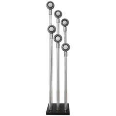 American 1960s Modern Chrome, Lucite and Wood Six-Light Eyeball Floor Lamp