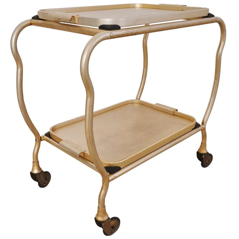 English MidCentury Modern Anodized Aluminium Cocktail or Tea Cart For