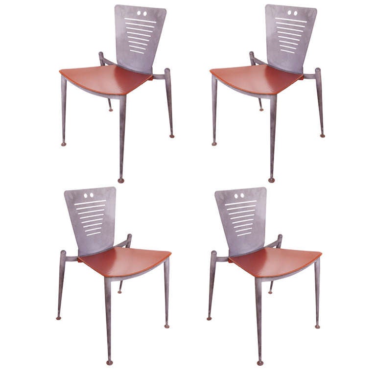 Set of Four 1980's Modern Italian RCS Organic Dining Chairs for Tecno.