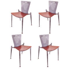 Set of Four 1980's Modern Italian RCS Organic Dining Chairs for Tecno. 5