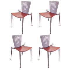 Vintage Set of Four 1980's Modern Italian RCS Organic Dining Chairs for Tecno.