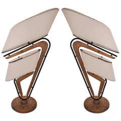 Zwei amerikanische Bumerang-Tischlampen aus der Mitte des Jahrhunderts:: riesig 260