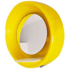 Huge 1970's Modern Yellow Back-lit Wall Mirror In The Style of Kartell.