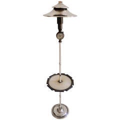 American Art Deco Pagoda Floor Lamp with Integral Table and Clock.
