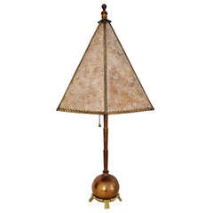 American Art Deco Brass Table Lamp with Mica Shade 2