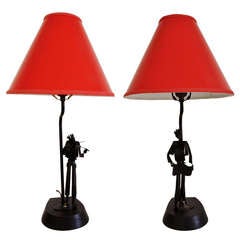 Pair of West German Mid-Century Modern Figural Musician Table Lamps