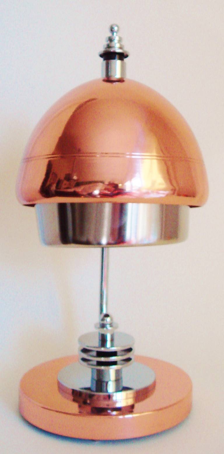 Pair of American Art Deco Chrome and Copper Adjustable Lamps by Markel In Good Condition In Port Hope, ON