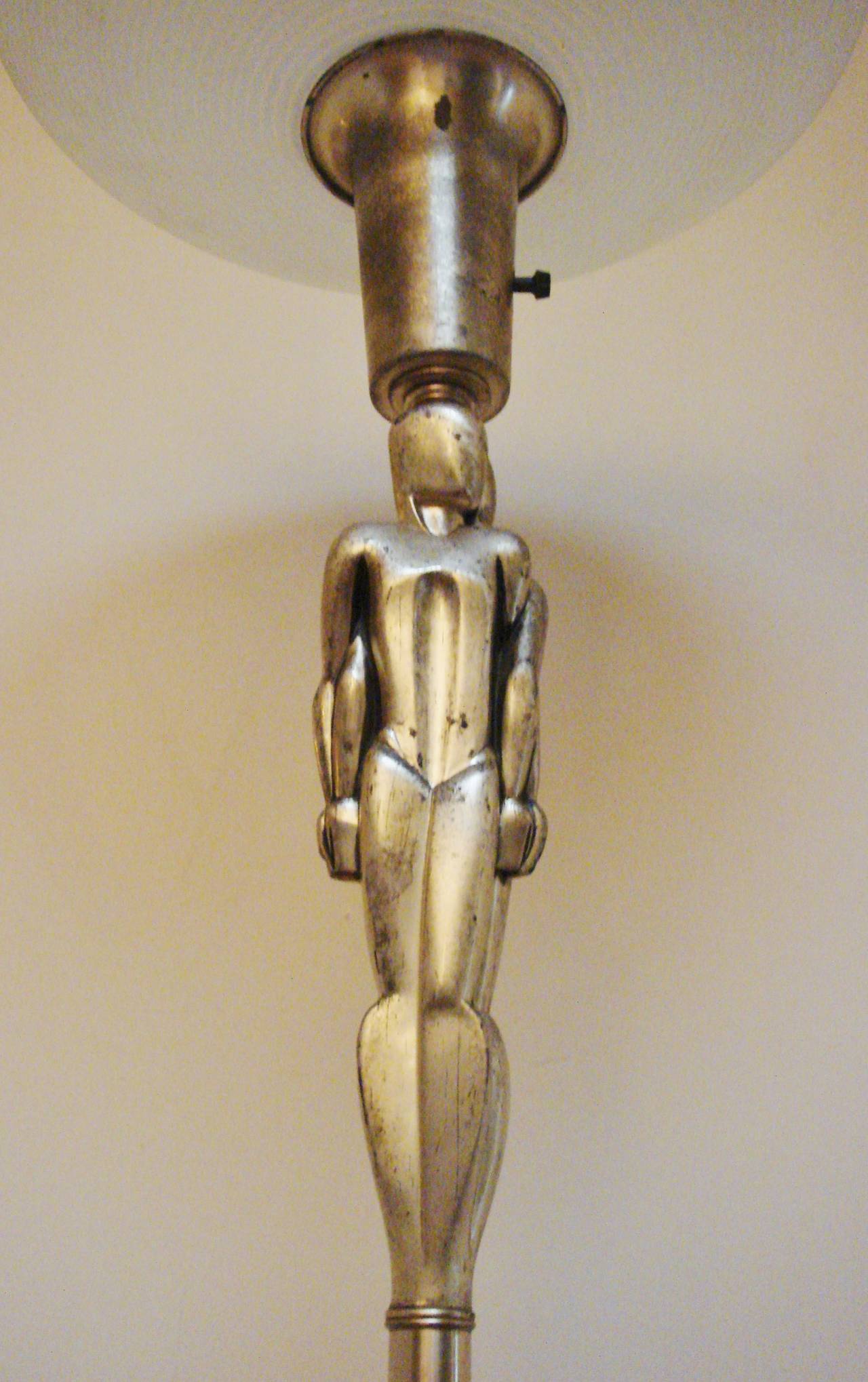 American Art Deco Nickel-Plated Figurative Torchiere by Viktor Schreckengost In Good Condition In Port Hope, ON