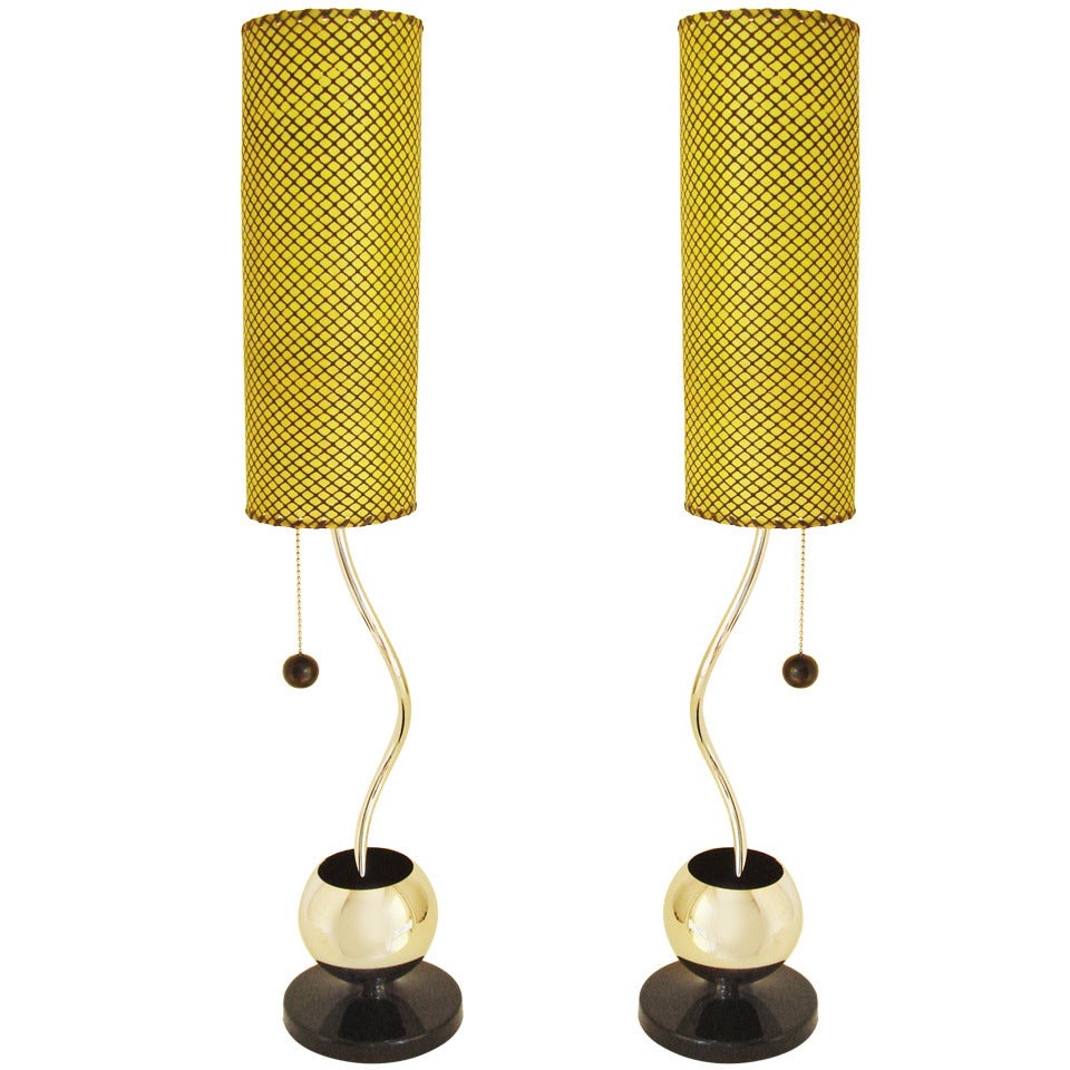 Pair of Eccentric American Mid-Century Modern Lamps Attributed to Majestic