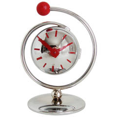 Fabulous & Rare German Art Deco Chrome Spiral Mounted Mechanical Ball Clock.