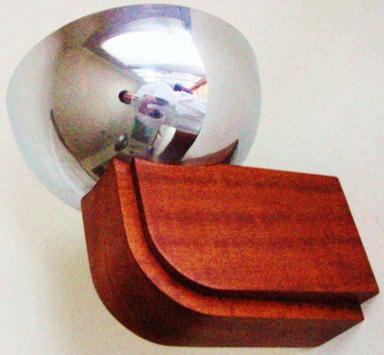 Pair of French Art Deco Chrome and Rosewood Torchiere or Uplighter Wall Sconces