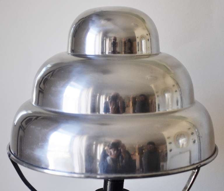 French Art Deco Aluminum Bibendum Table Lamp. In Excellent Condition For Sale In Port Hope, ON