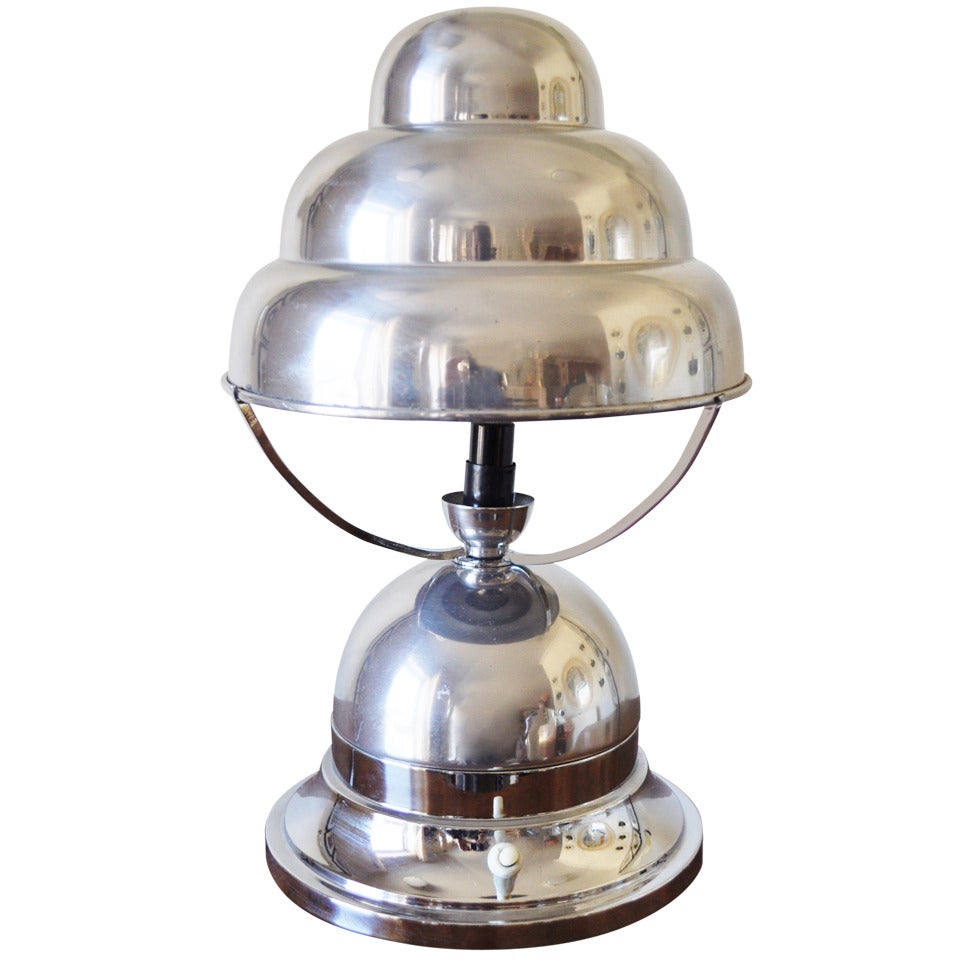French Art Deco Aluminum Bibendum Table Lamp. For Sale