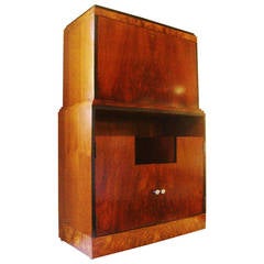 American Art Deco Skyscraper Drop-Front Veneer and Black Lacquer Bar/Secretaire. 3
