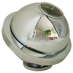 French Art Deco Chrome-Plated Covered, Saturn Bonbon Dish with UTI Paris Clock 12