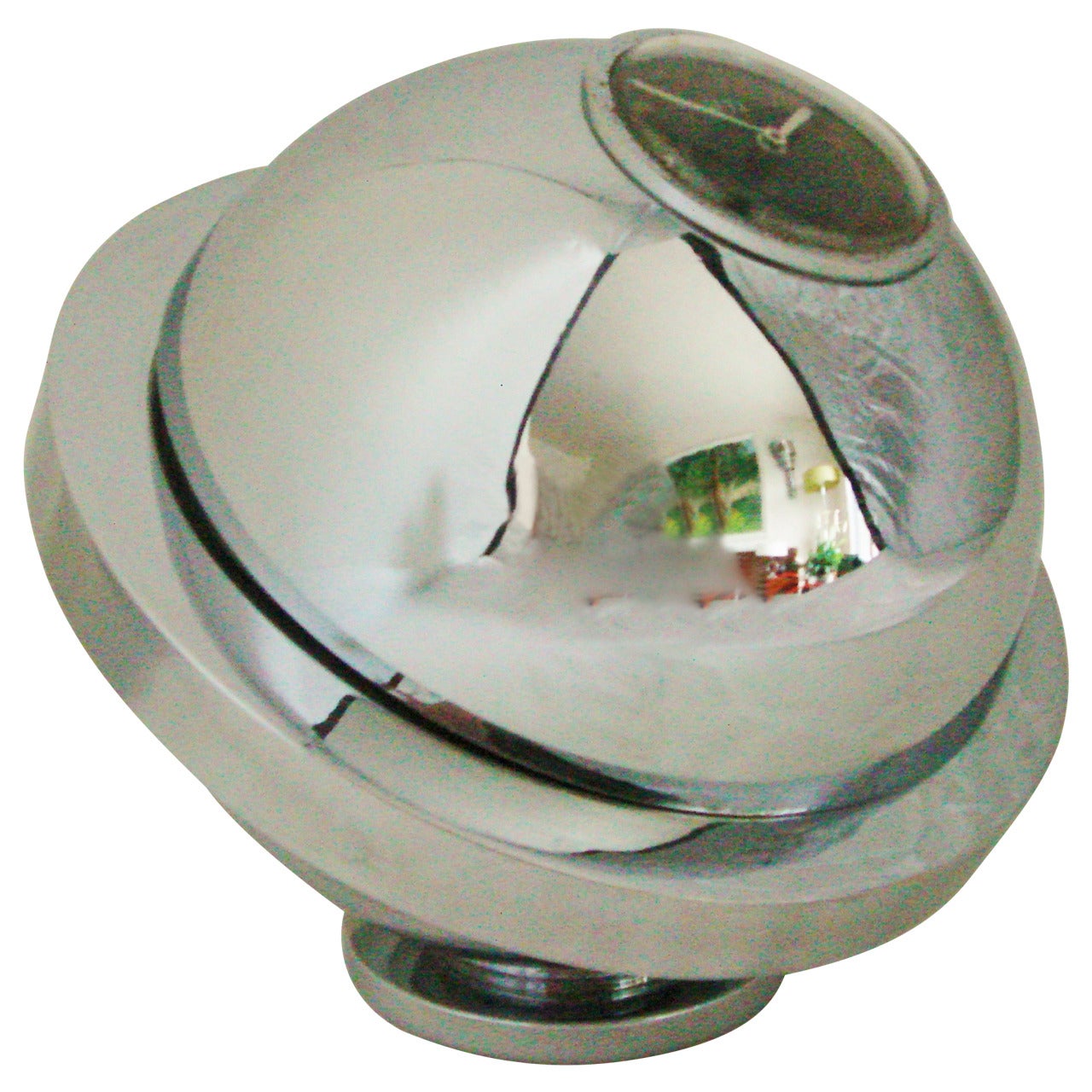 French Art Deco Chrome-Plated Covered, Saturn Bonbon Dish with UTI Paris Clock For Sale
