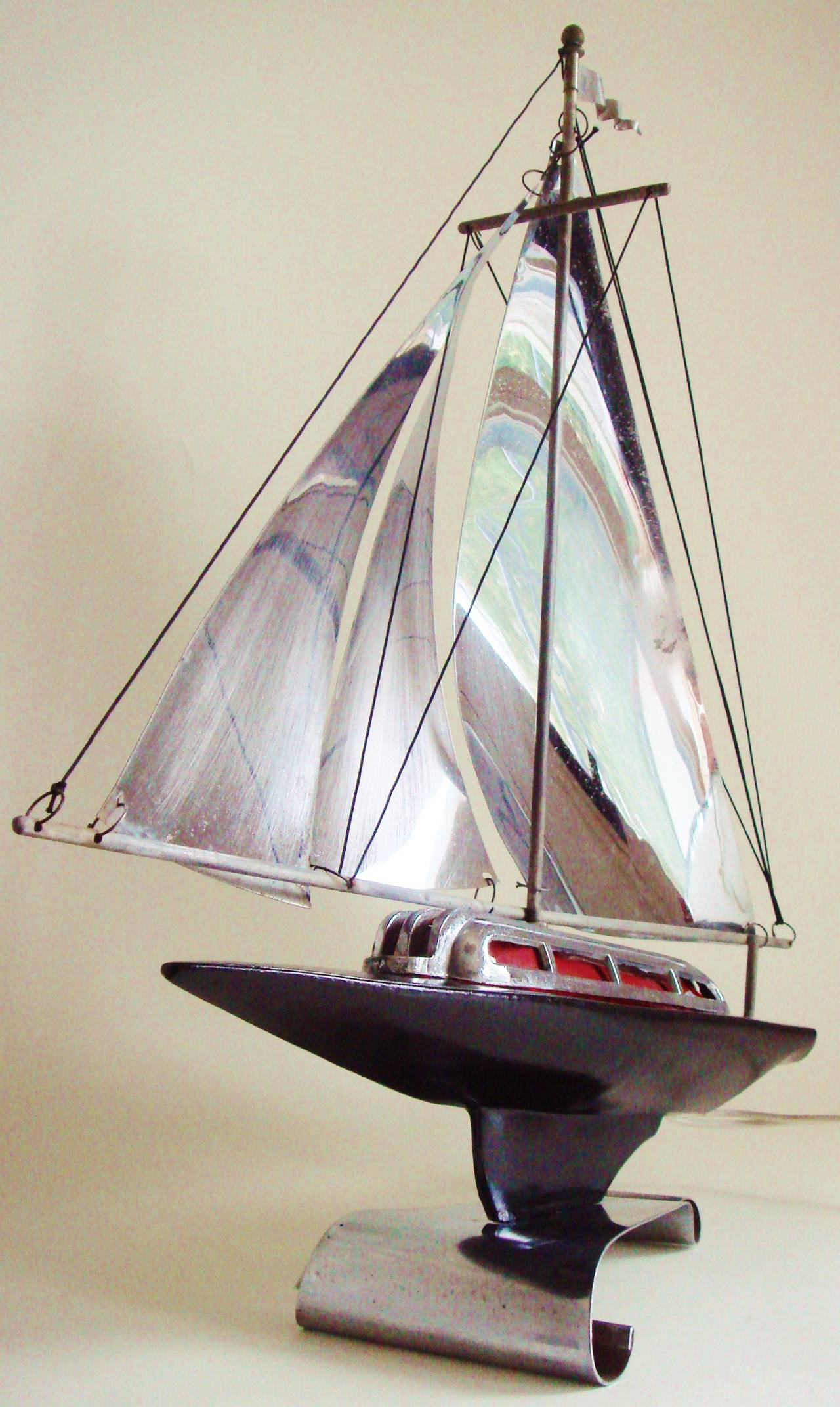 American Art Deco Streamline Figural Sail Boat Table Lamp For Sale 5
