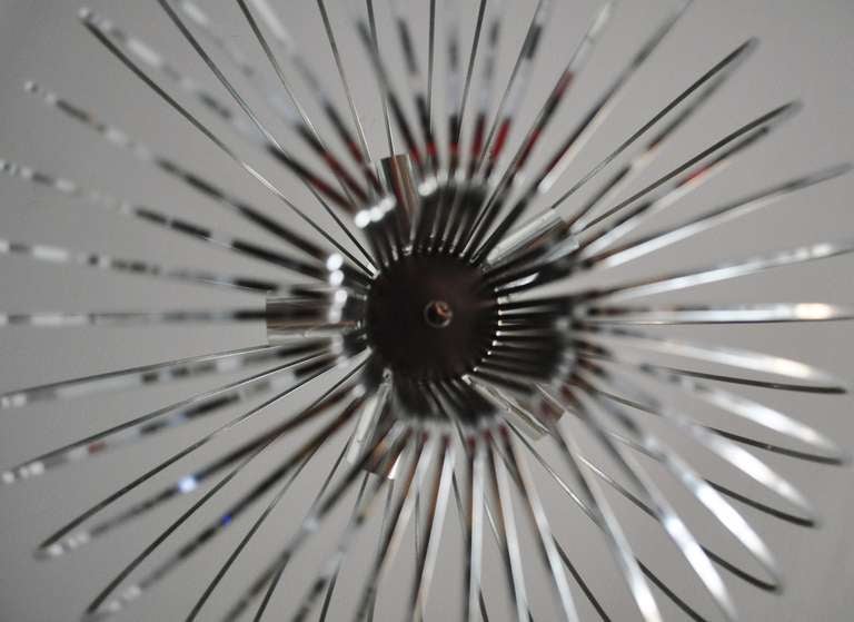 American Large Midcentury Chromed Metal Spherical Cage Chandelier by Sciolari For Sale