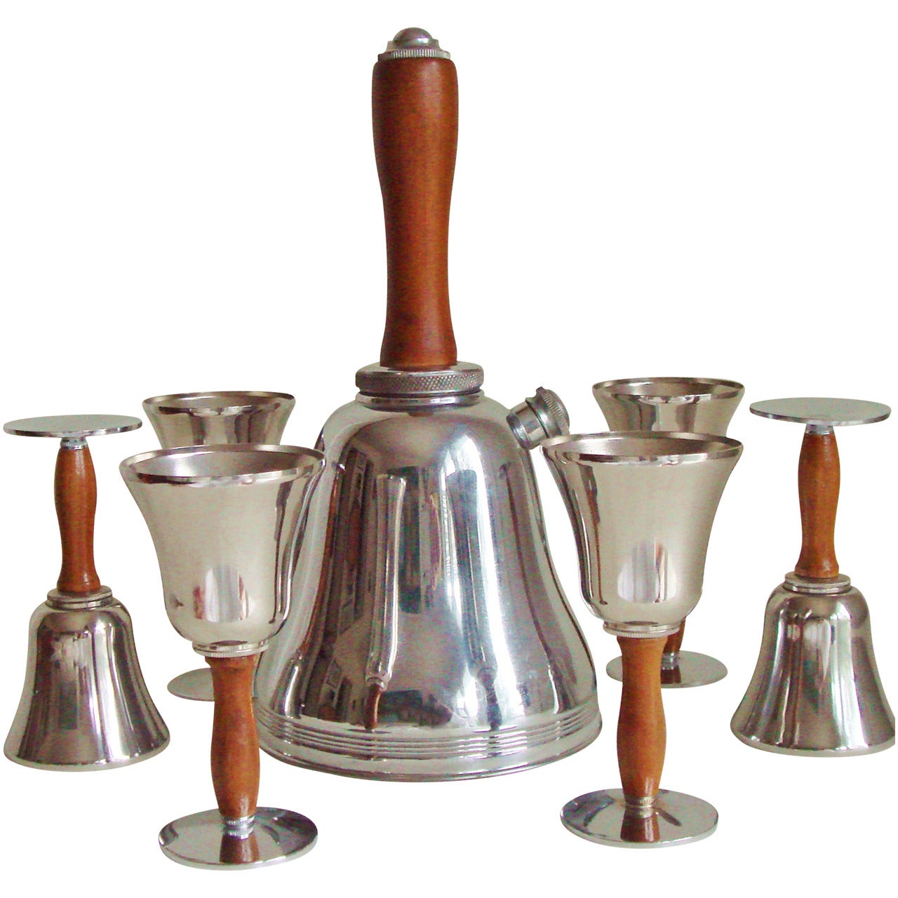 Iconic American Art Deco Seven-Piece Town Crier Cocktail Set by Keystone Silver For Sale