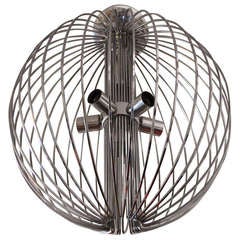 Large Mid-Century Chromed Metal Spherical Cage Chandelier by Sciolari for Lightolier. 4