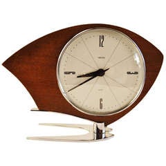 Vintage English Space Age Streamline Olivette Mechanical 8 Day Clock by Smiths