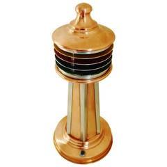 Art Deco or Machine Age Copper and Anodised Aluminium Lighthouse Table Lamp