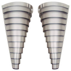 Pair of Massive American Art Deco or Machine Age Theatre Wall Sconces