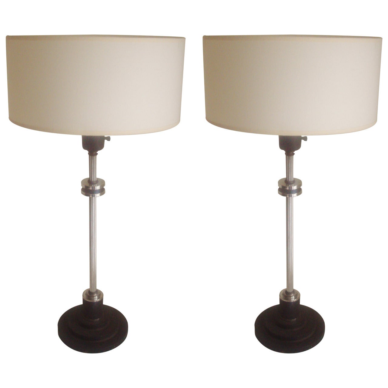 Pair of American Art Deco/Machine Age Tall Console Lamps. For Sale