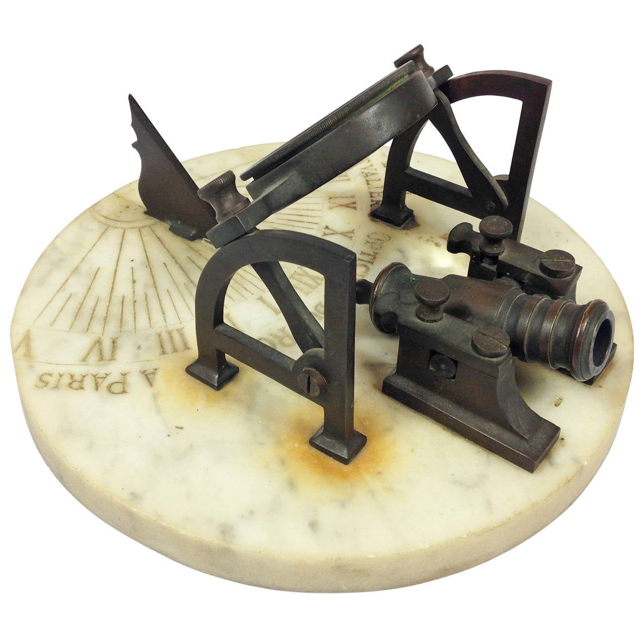 French Bronze and Marble Noon Cannon Sundial at 1stdibs