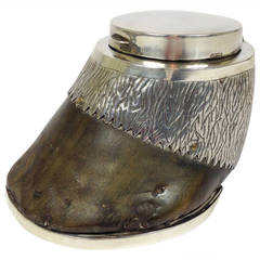 Mid-20th Century Silver Mounted Horse Hoof Ink Well