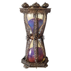 18th Century French Silver Filigree Hourglass