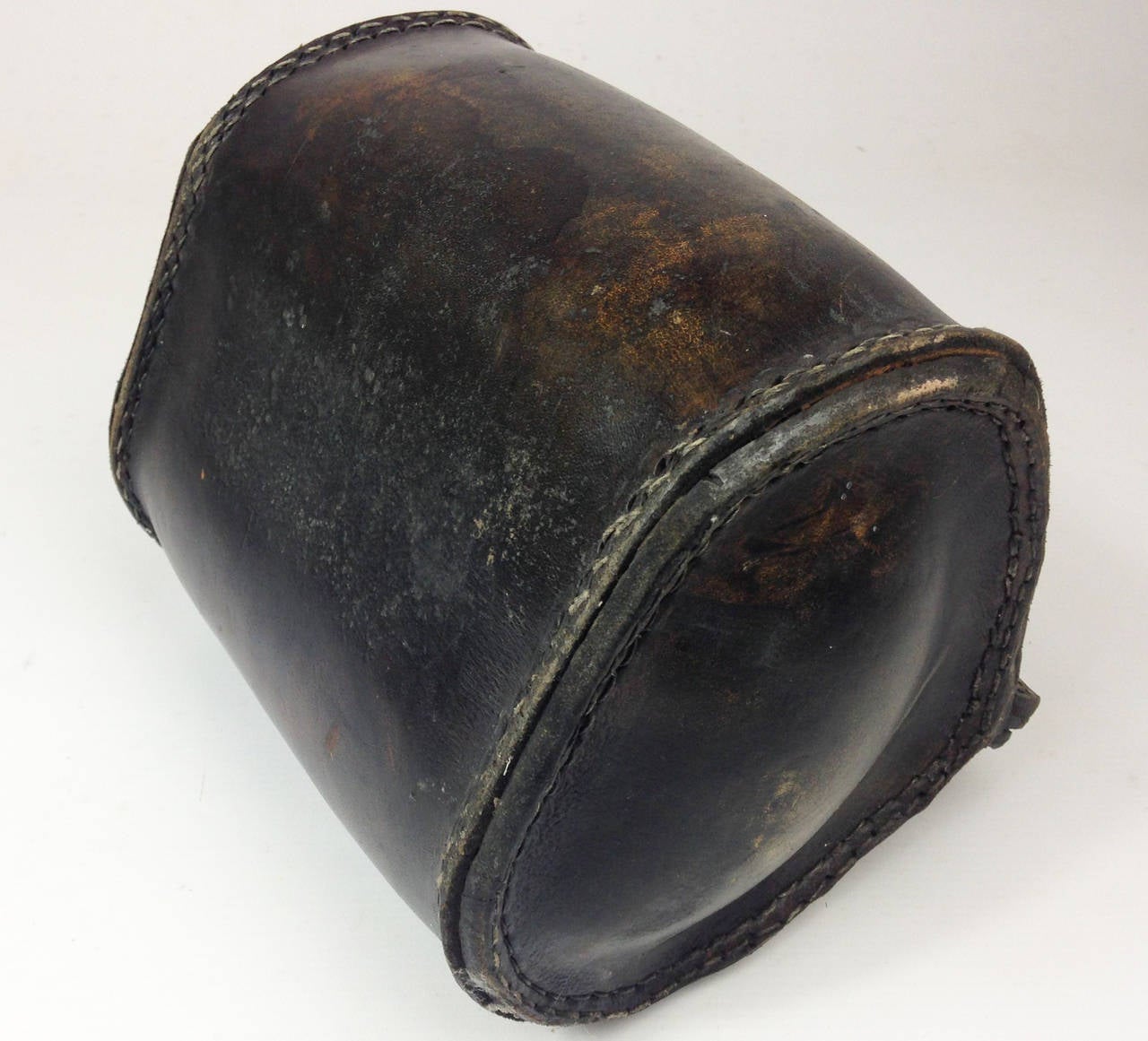 British 19th Century English Tarred Leather Costrel