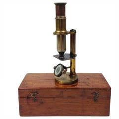 Charming Little Victorian Student Microscope in Mahogany Case