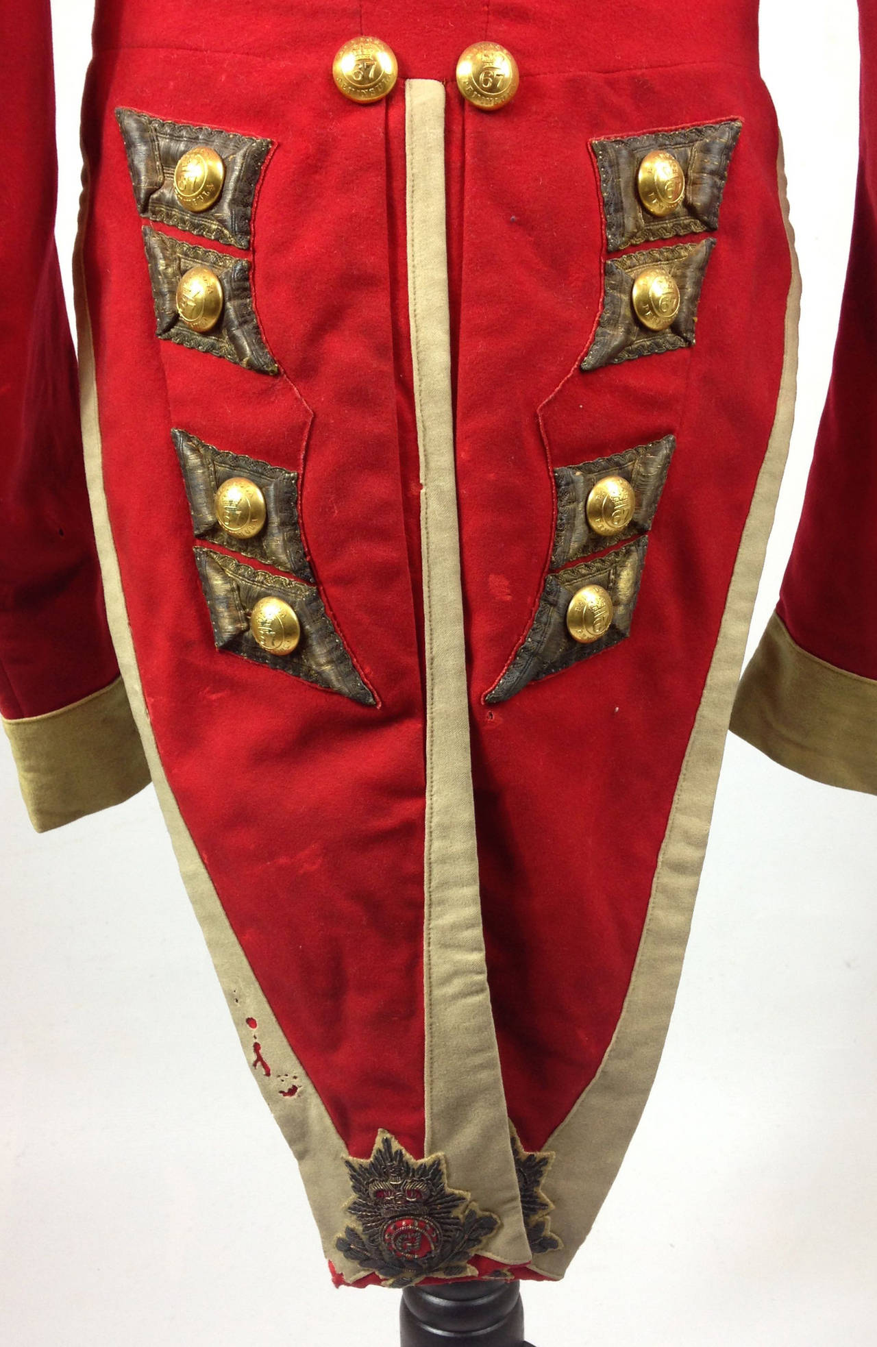 19th Century Officer's Coatee and Epaulettes to the 67th Regiment of Foot circa 1840