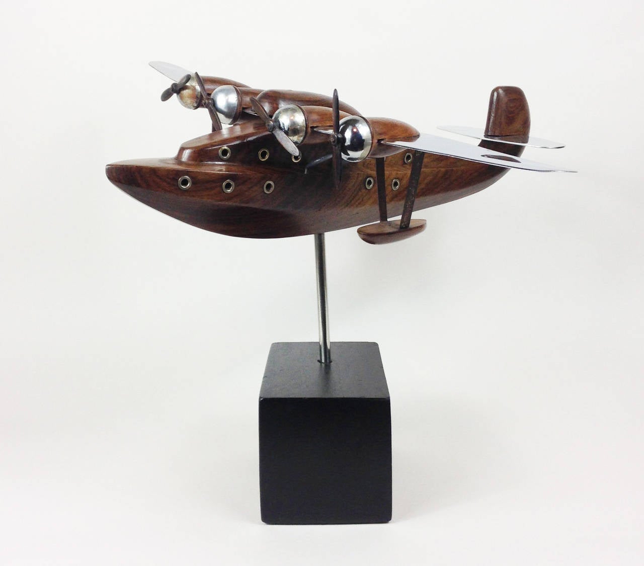 Art Deco Rosewood and Chrome Flying Boat Model, circa 1930
