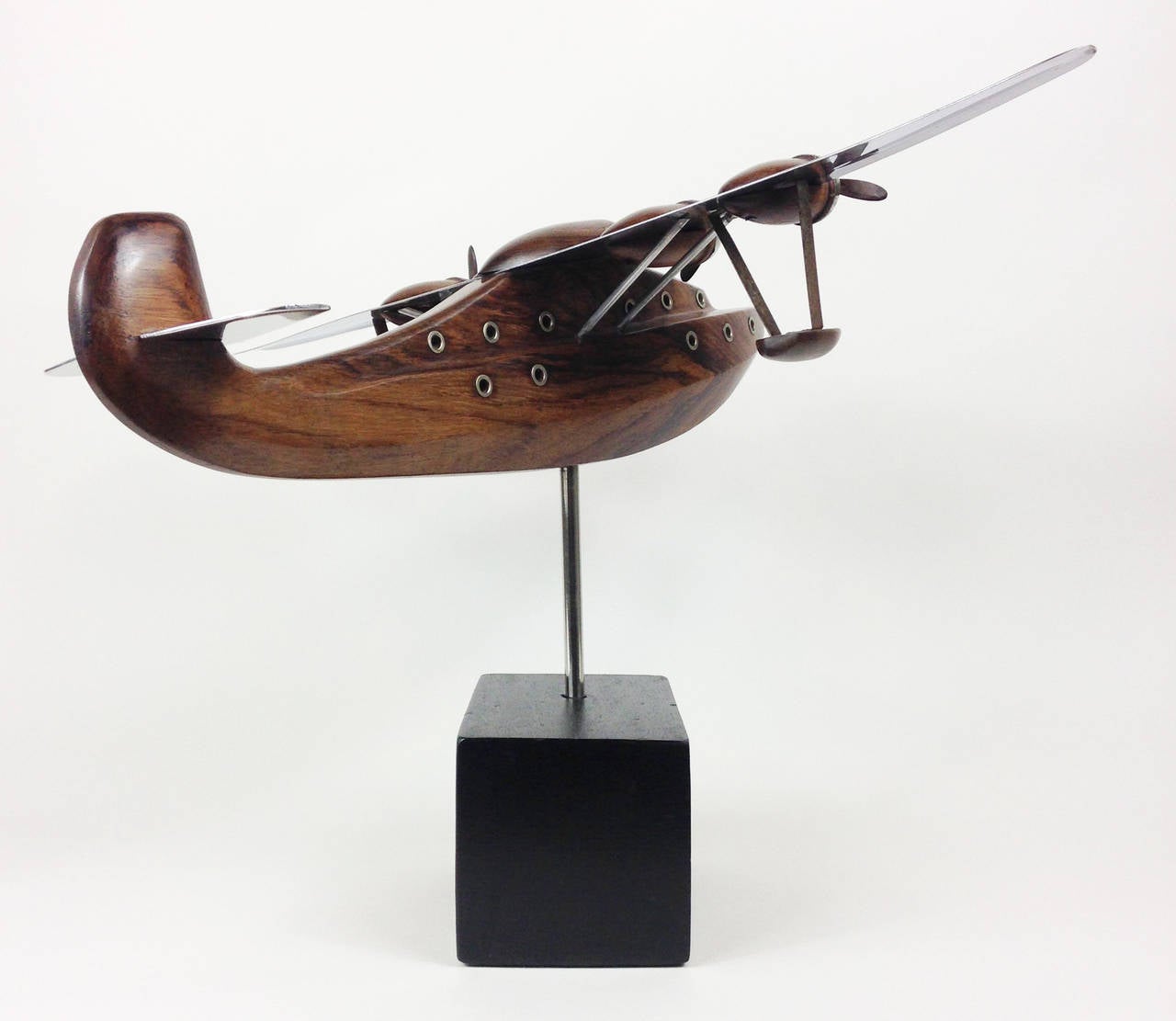 20th Century Rosewood and Chrome Flying Boat Model, circa 1930