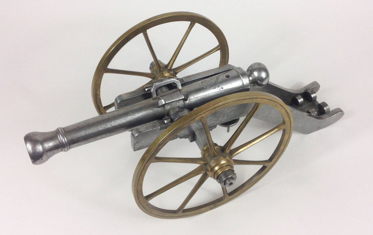 Unknown Cast Iron and Bronze Napoleonic Cannon Model For Sale