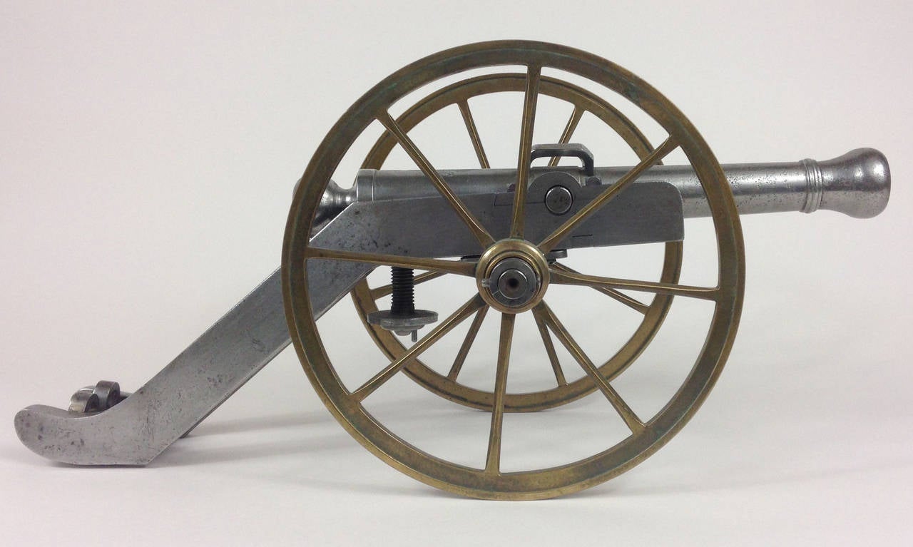 19th Century Cast Iron and Bronze Napoleonic Cannon Model For Sale